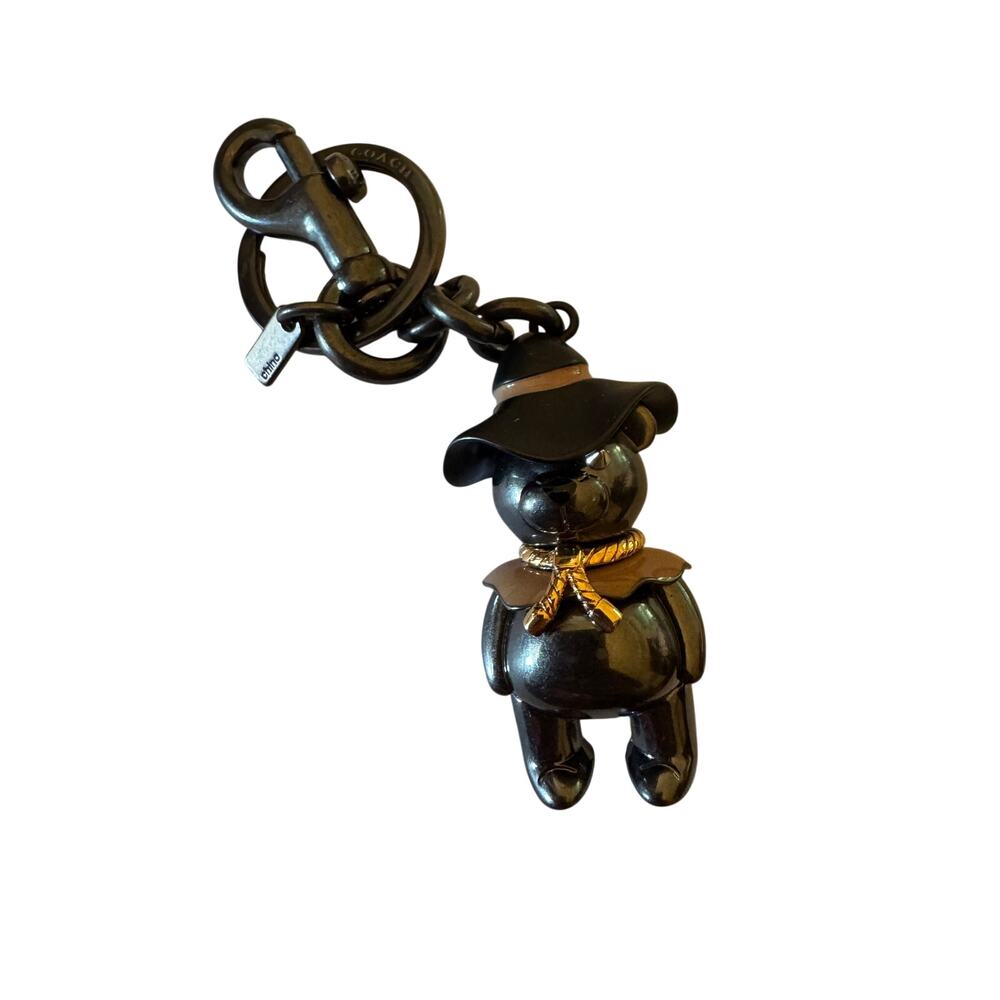 Coach Wizard of Oz scarecrow bear bag charm keychain dark gunmetal